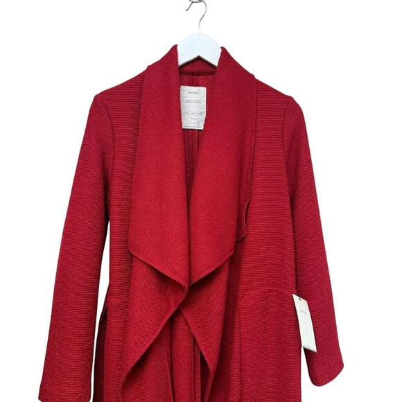 Bershka Womens Coat Size Small Red Wool Blend Waterfall Collar NWT - Picture 7 of 12